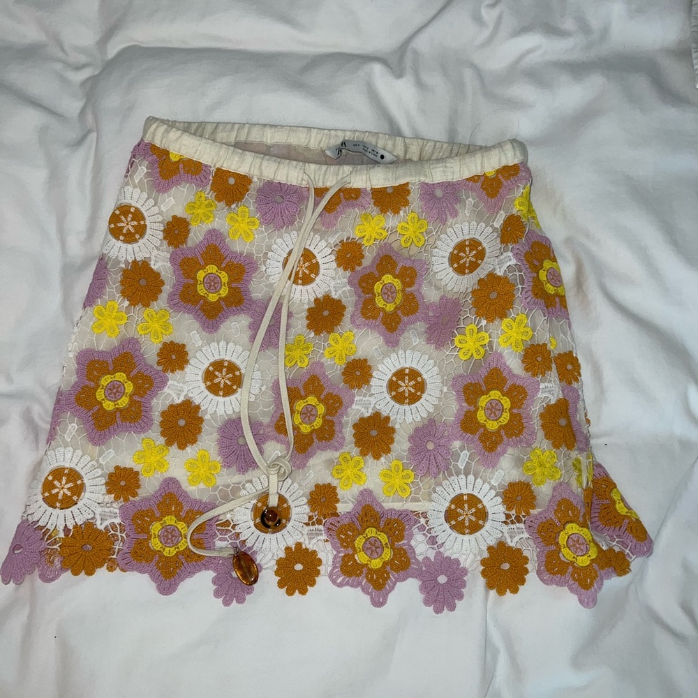 Zara Floral Lace crochet Women Skirt - Multicolor